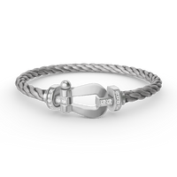[Luna Brilliance]FORCE LARGE HORSESHOE HALF DIAMOND BRACELET SILVER